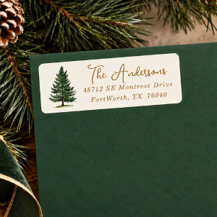 Rustic Watercolor Pine Tree Return Address Label