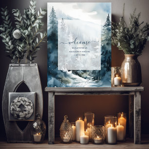 Rustic Watercolor Pine Tree Wedding Foam Board