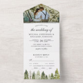 Rustic Watercolor Pine Trees Forest Photo Wedding All In One Invitation (Inside)