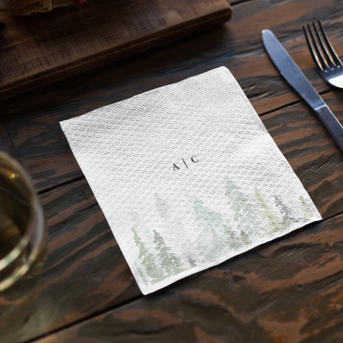 Rustic Watercolor Pine Trees Forest Wedding Napkins