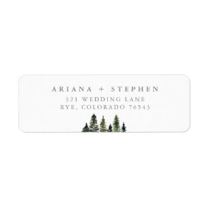 Rustic Watercolor Pine Trees Return Address Label