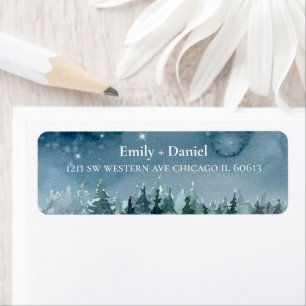 Rustic Watercolor Pine Trees Return Address Label