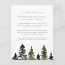 Rustic Watercolor Pine Trees Wedding Guest Details