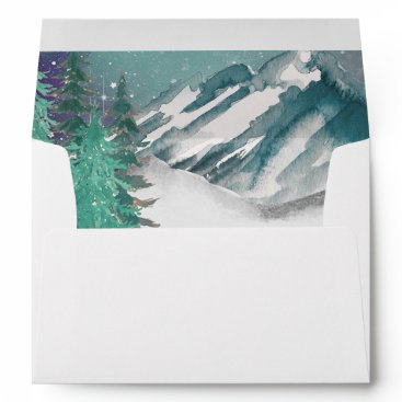 Rustic Watercolor Pine Winter Wedding Envelope