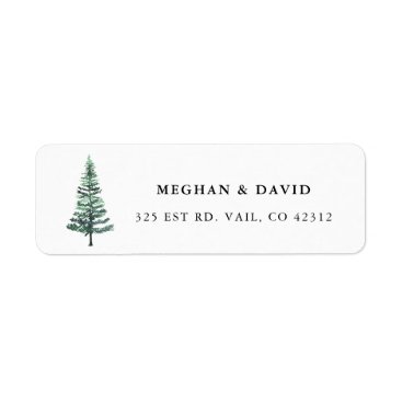 Rustic Watercolor Pine Winter Wedding Label
