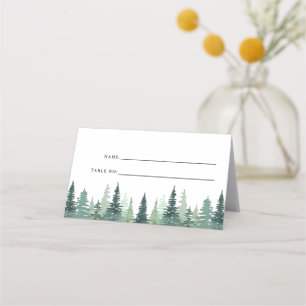 Rustic Watercolor Pine Winter Wedding Place Card
