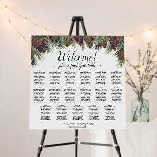Rustic Watercolor Pinecones 17 Table Seating Chart Foam Board