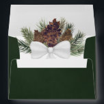 Rustic Watercolor Pinecones Elegant Green Wedding Envelope<br><div class="desc">These beautiful envelopes are the perfect compliment to your wedding invitations. They feature a marbled forest green colored background with a preprinted return address and a bouquet of hand painted watercolor pinecones and pine branches tied with a white bow.</div>