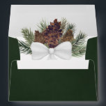 Rustic Watercolor Pinecones Elegant Green Wedding Envelope<br><div class="desc">These beautiful envelopes are the perfect compliment to your wedding invitations. They feature a marbled forest green colored background with a preprinted return address and a bouquet of hand painted watercolor pinecones and pine branches tied with a white bow.</div>