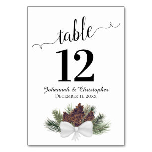 Rustic Watercolor Pinecones Elegant Wedding Table Number