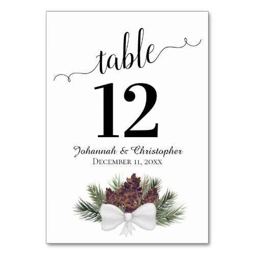 Rustic Watercolor Pinecones Elegant Wedding Table Number