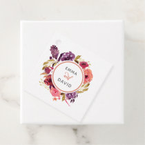 Rustic Watercolor Pink and Purple Floral Wedding Favor Tags