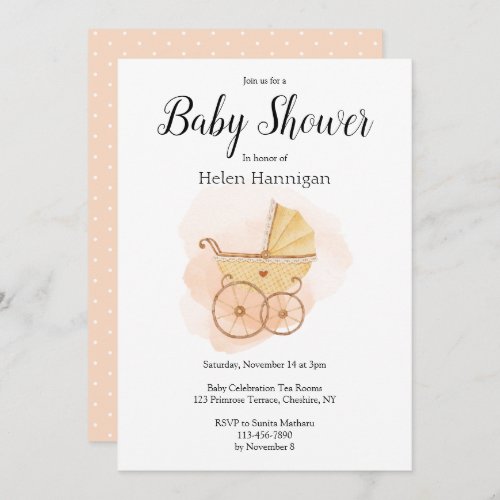 Rustic Watercolor Pink Baby Shower  Invitation