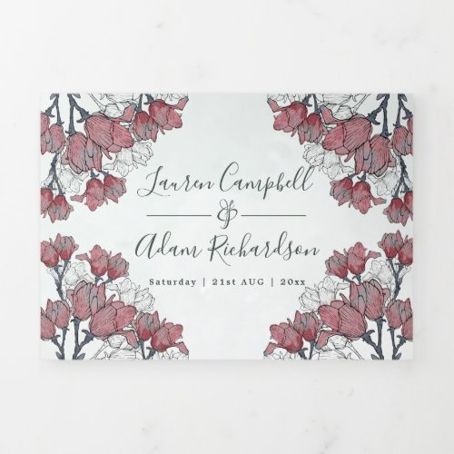 Rustic Watercolor Pink Flora All In One Wedding  Tri_Fold Invitation