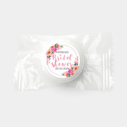 Rustic Watercolor Pink Flowers Bridal Shower Life Saver Mints