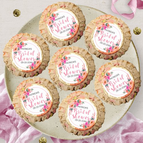 Rustic Watercolor Pink Flowers Bridal Shower Reeses Peanut Butter Cups