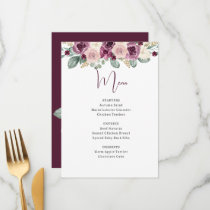 Rustic Watercolor Plum Sage Gold Floral  Menu