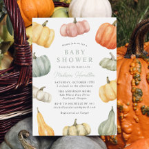 Rustic Watercolor Pumpkin Baby Shower