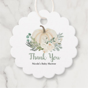 Rustic Watercolor Pumpkin Greenery Baby Shower Favor Tags