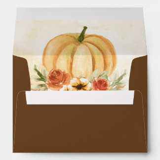 Rustic Watercolor Pumpkin Return Address Wedding E Envelope