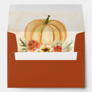 Rustic Watercolor Pumpkin Return Address Wedding Envelope