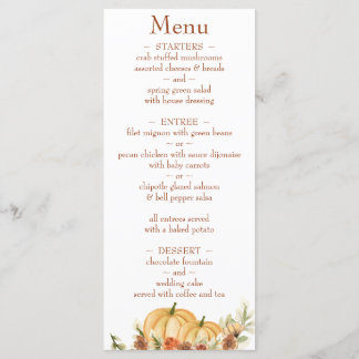 Rustic Watercolor Pumpkin Return Address Wedding M Menu