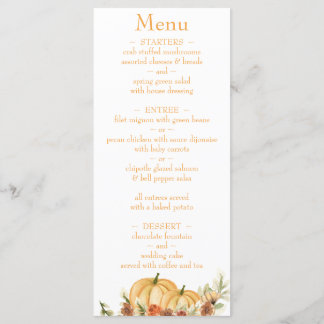 Rustic Watercolor Pumpkin Return Address Wedding M Menu