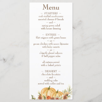 Rustic Watercolor Pumpkin Return Address Wedding Menu