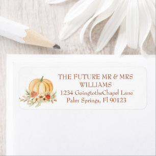 Rustic Watercolor Pumpkin Wedding Return Address Label
