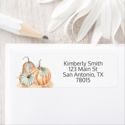 Rustic Watercolor Pumpkins Address Label