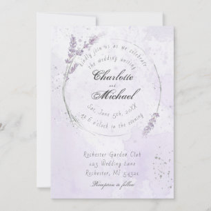 Rustic watercolor purple lavender flower wedding invitation