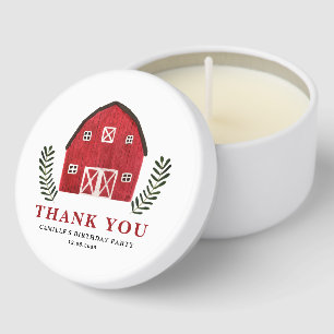 Rustic Watercolor Red Barn Country Birthday Mini Candle Favors