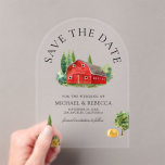 Rustic Watercolor Red Barn Wedding Save the Date Acrylic Invitations<br><div class="desc">Elegant farm theme wedding Save the Date card featuring a beautiful red barn house.</div>