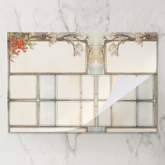 Rustic Watercolor red flowers Writing spot frames Paper Pad