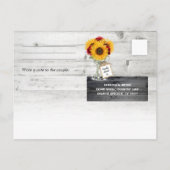 Rustic Watercolor Red Rose Sunflower Wedding RSVP Postcard (Back)
