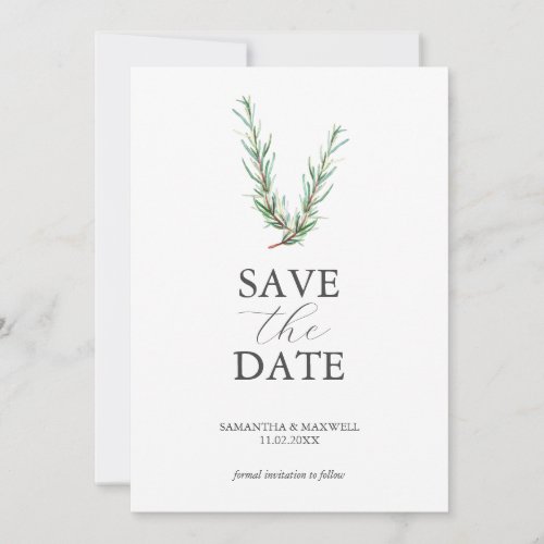 Rustic Watercolor Rosemary Save The Date