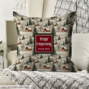 Rustic Watercolor Sage Green Christmas Pillow Gift