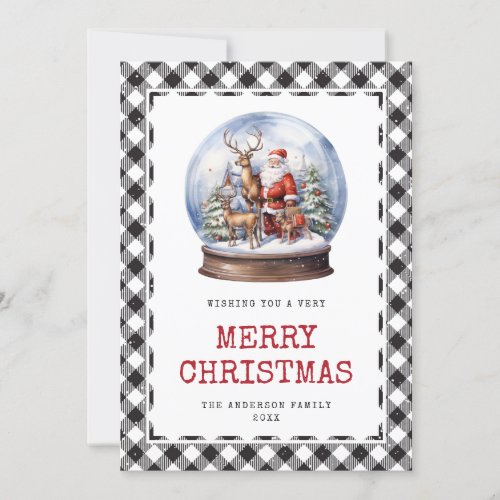 Rustic Watercolor Santa Snowy Merry Christmas Card