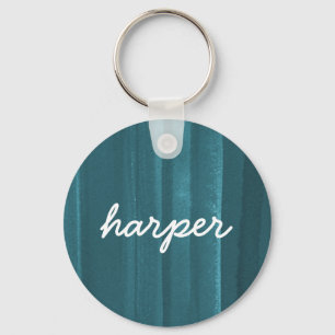 Rustic Watercolor Script Name PersonalizedKeychain Keychain