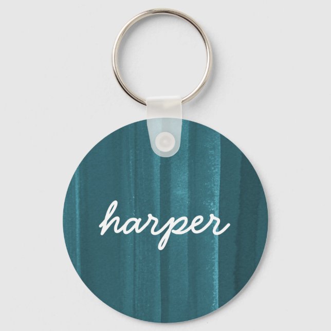 Rustic Watercolor Script Name PersonalizedKeychain Keychain (Front)