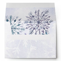 Rustic Watercolor Snowflakes Blue Winter Wedding E Envelope