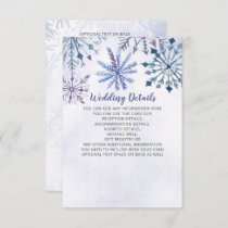 Rustic Watercolor Snowflakes Blue Winter Wedding Enclosure Card