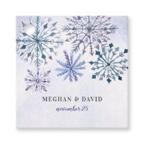 Rustic Watercolor Snowflakes Blue Winter Wedding Favor Tags