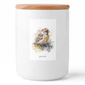 Rustic Watercolor Sparrow, cstom  Food Label