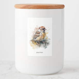 Rustic Watercolor Sparrow, cstom Food Label
