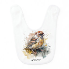 Rustic Watercolor Sparrow, custom Baby Bib