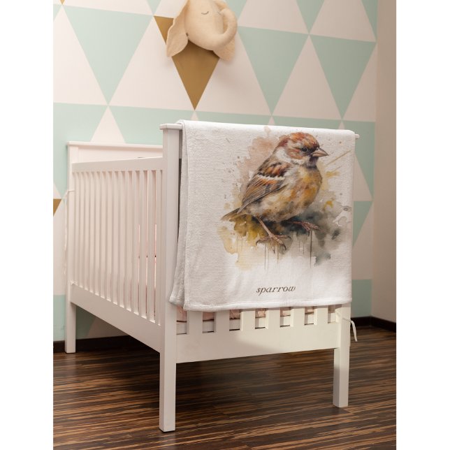 Rustic Watercolor Sparrow, custom Baby Blanket (Creator Uploaded)
