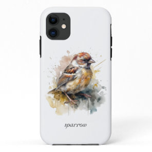 Rustic Watercolor Sparrow, custom iPhone 11 Case