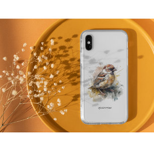 Rustic Watercolor Sparrow, custom iPhone 11 Case