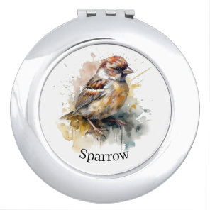 Rustic Watercolor Sparrow, custom Compact Mirror